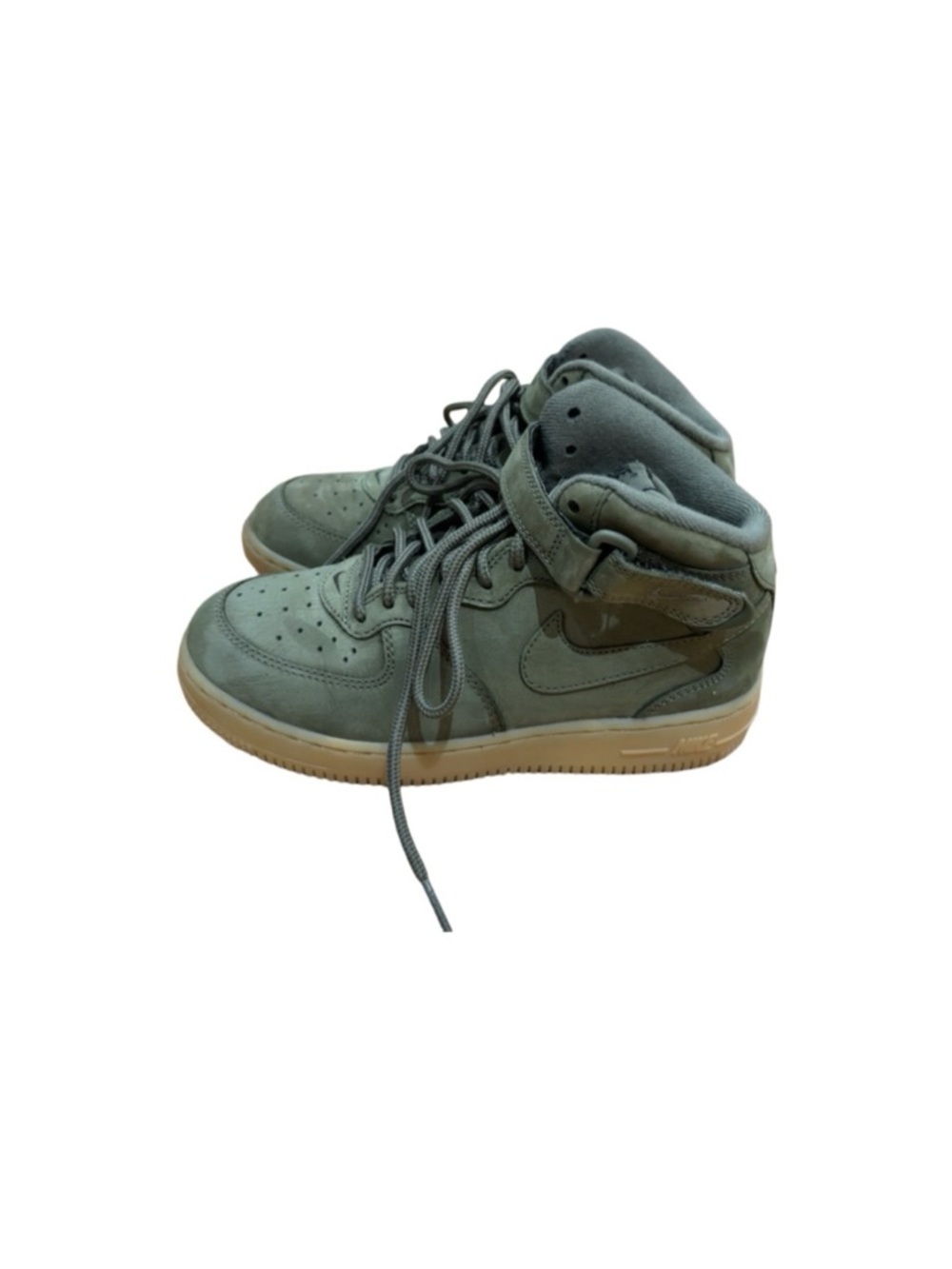 Nike Air Force 1 High Olive Green Suede Gum Sole Sneakers Size 3Y